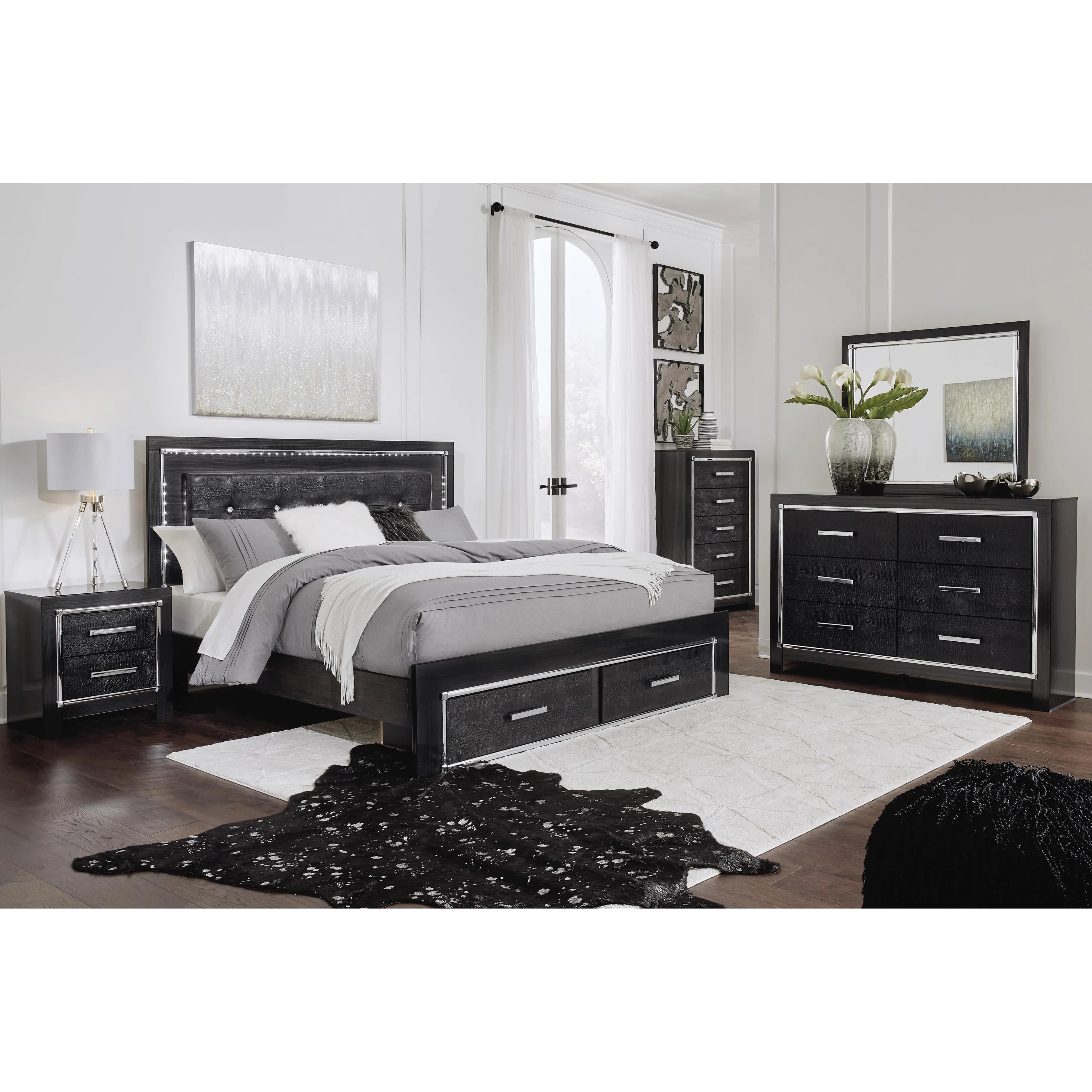 Signature Design by Ashley Kaydell King Upholstered Panel Bed with Storage B1420-58/B1420-56S/B1420-97