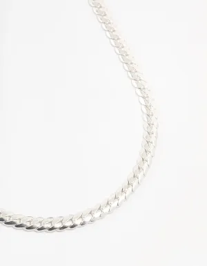 Silver Plated Flat Curb Chain Necklace
