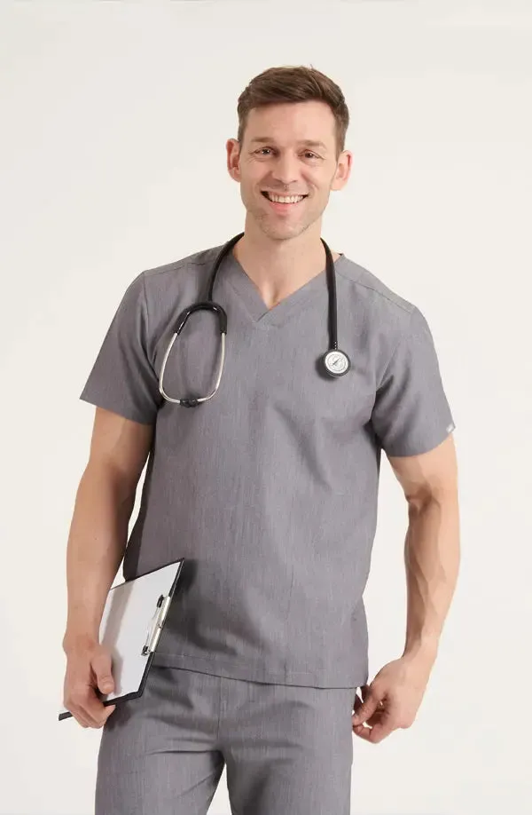 Simki Men's Oscar Scrub Top - Charcoal