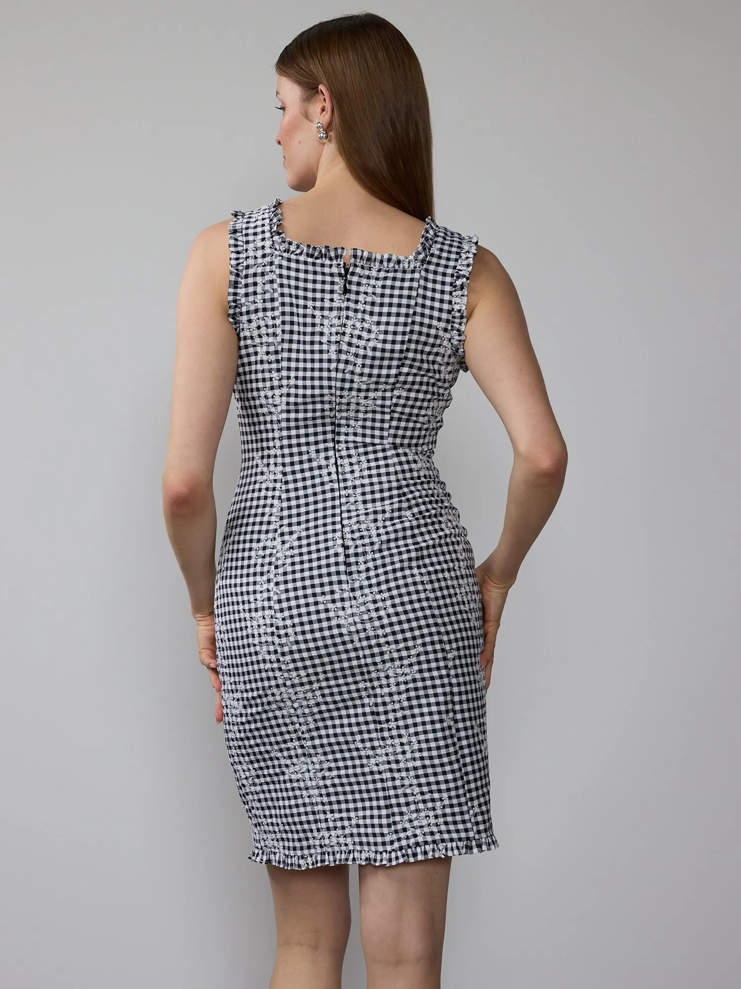 Sleeveless Gingham Shift Mini Dress