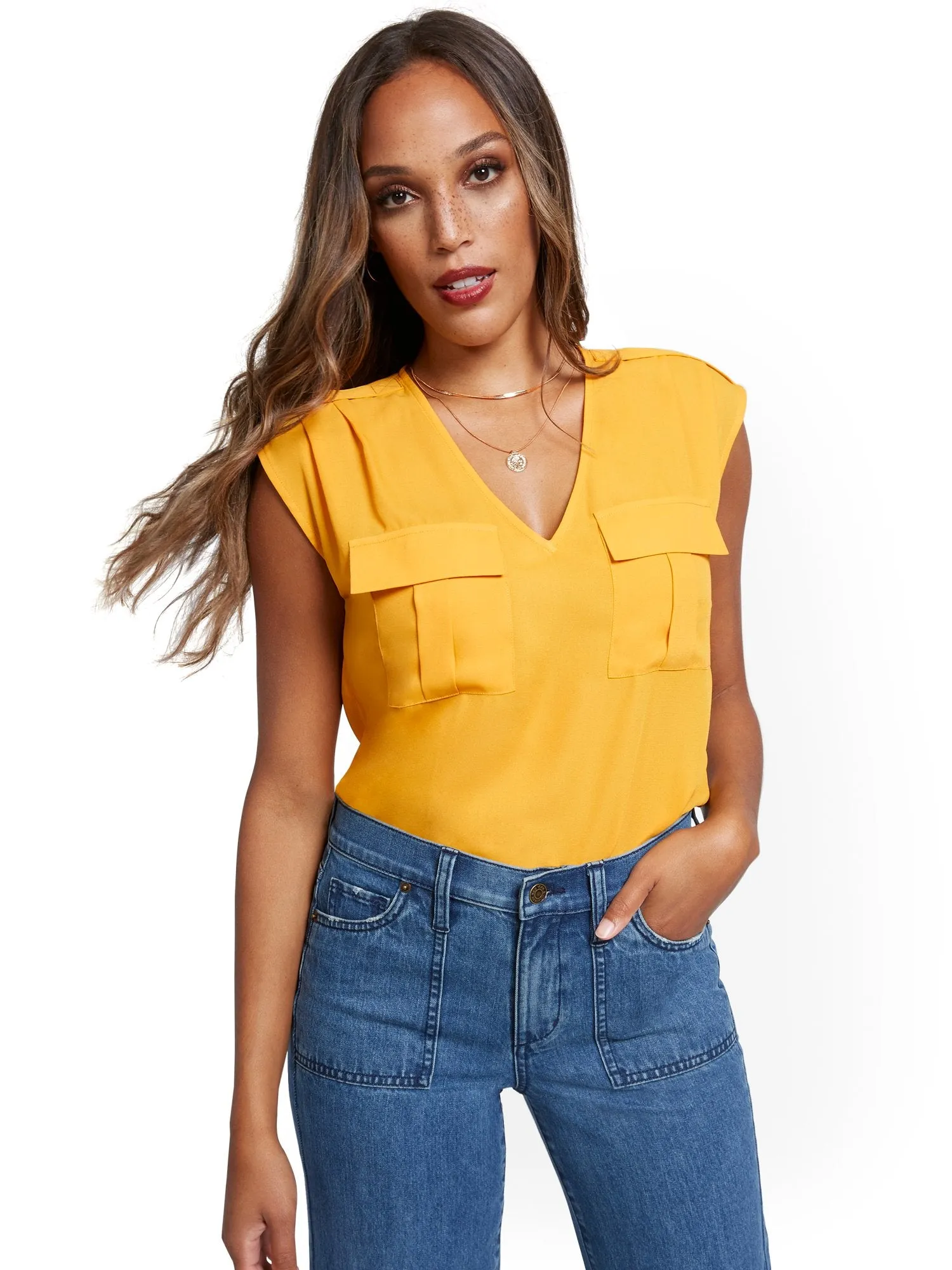 Sleeveless Pull-Over Utility Blouse