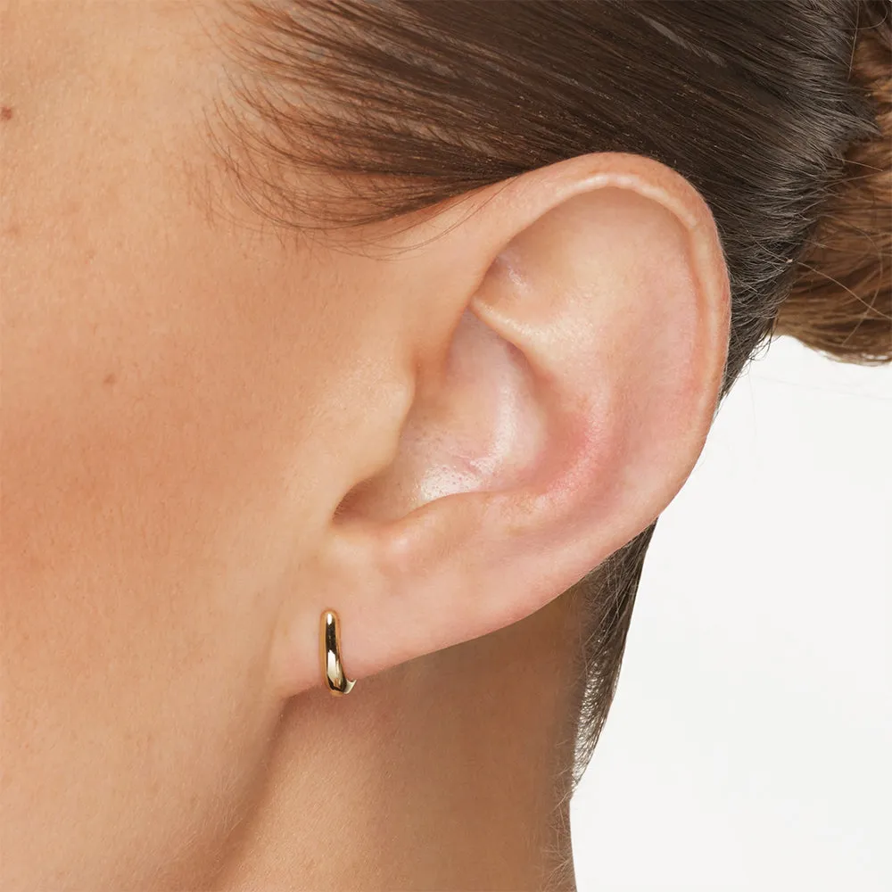 Slim Dome Huggie Stud Earrings in 10k Gold
