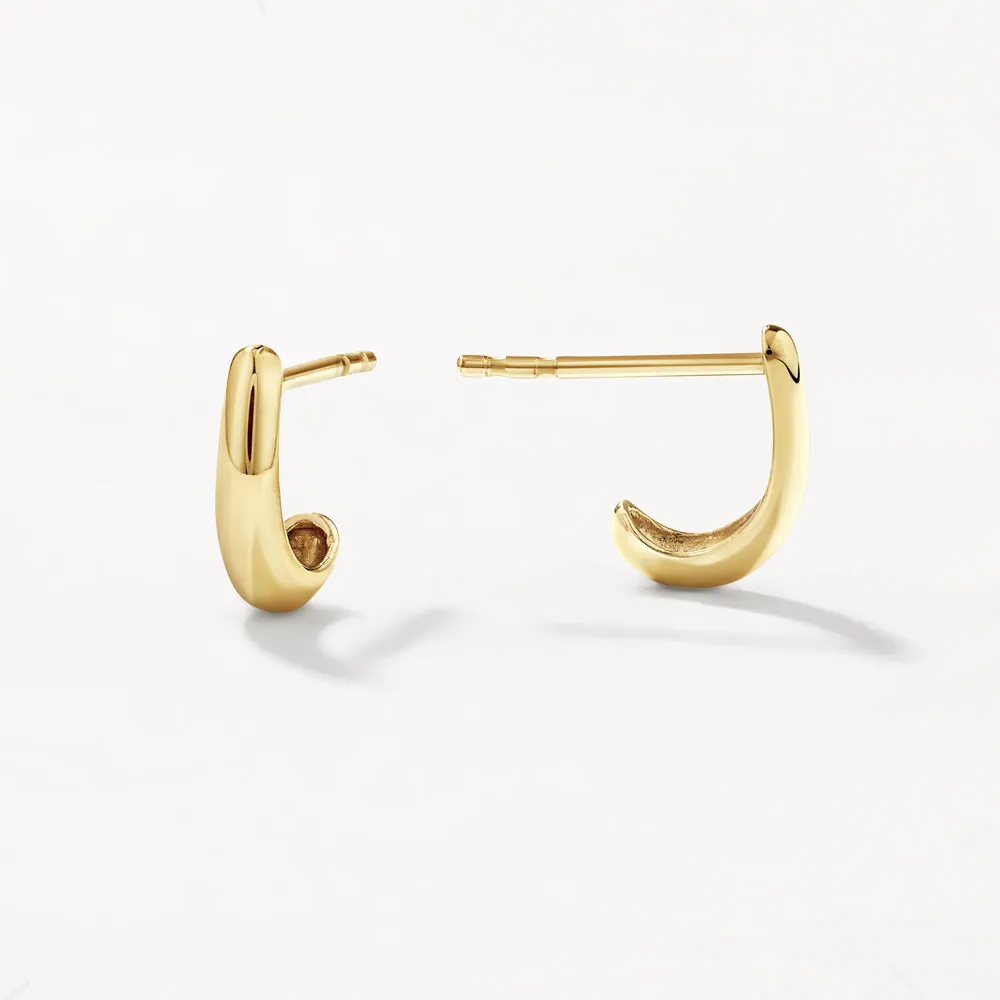 Slim Dome Huggie Stud Earrings in 10k Gold