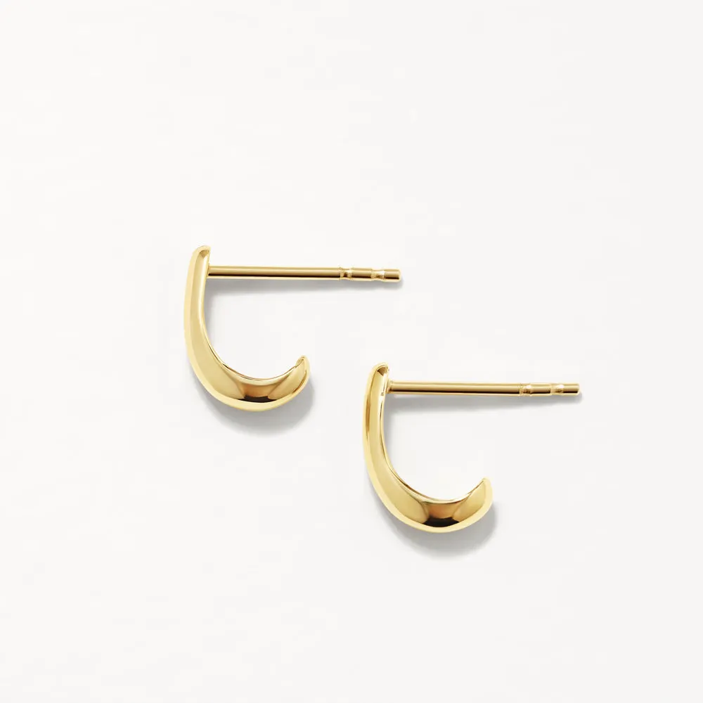 Slim Dome Huggie Stud Earrings in 10k Gold