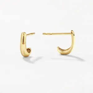 Slim Dome Huggie Stud Earrings in 10k Gold