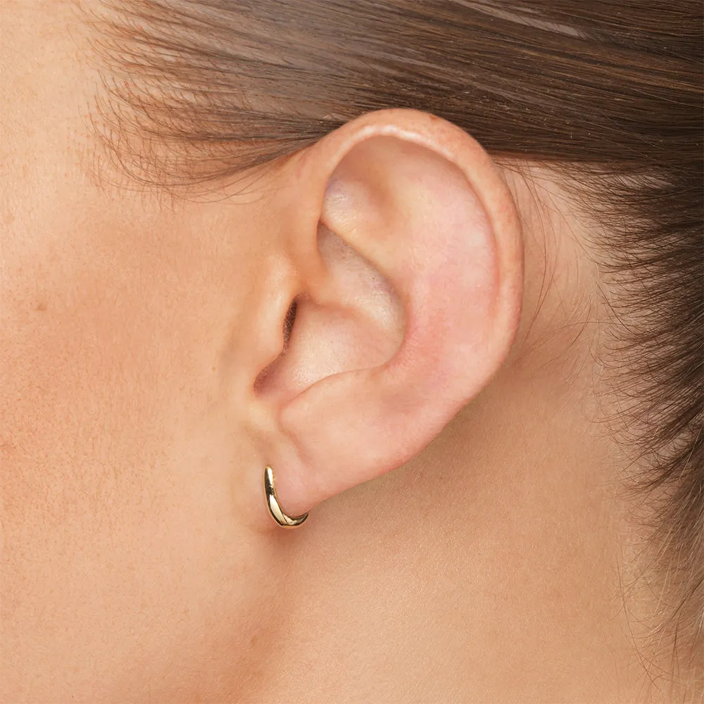 Slim Dome Huggie Stud Earrings in 10k Gold