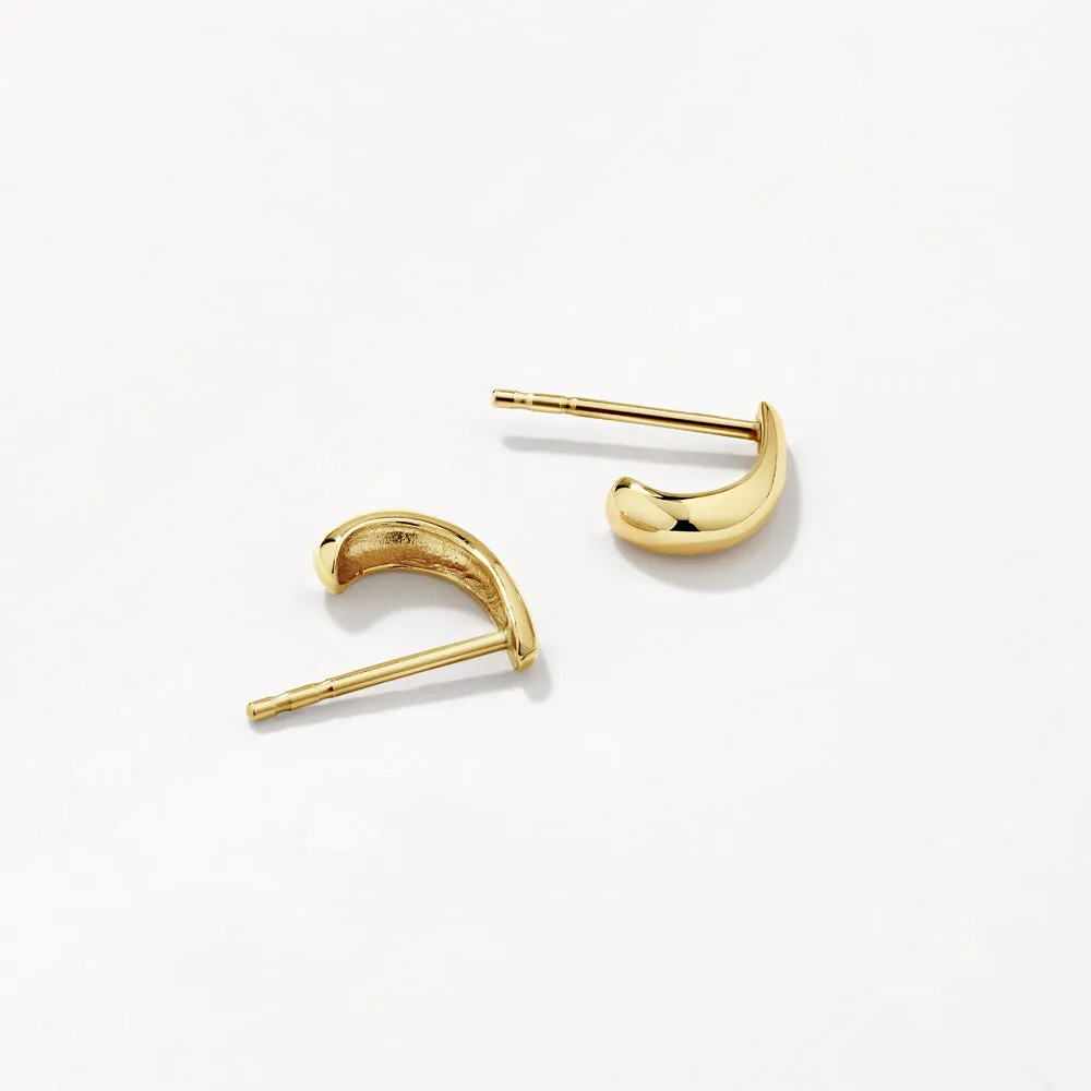 Slim Dome Huggie Stud Earrings in 10k Gold