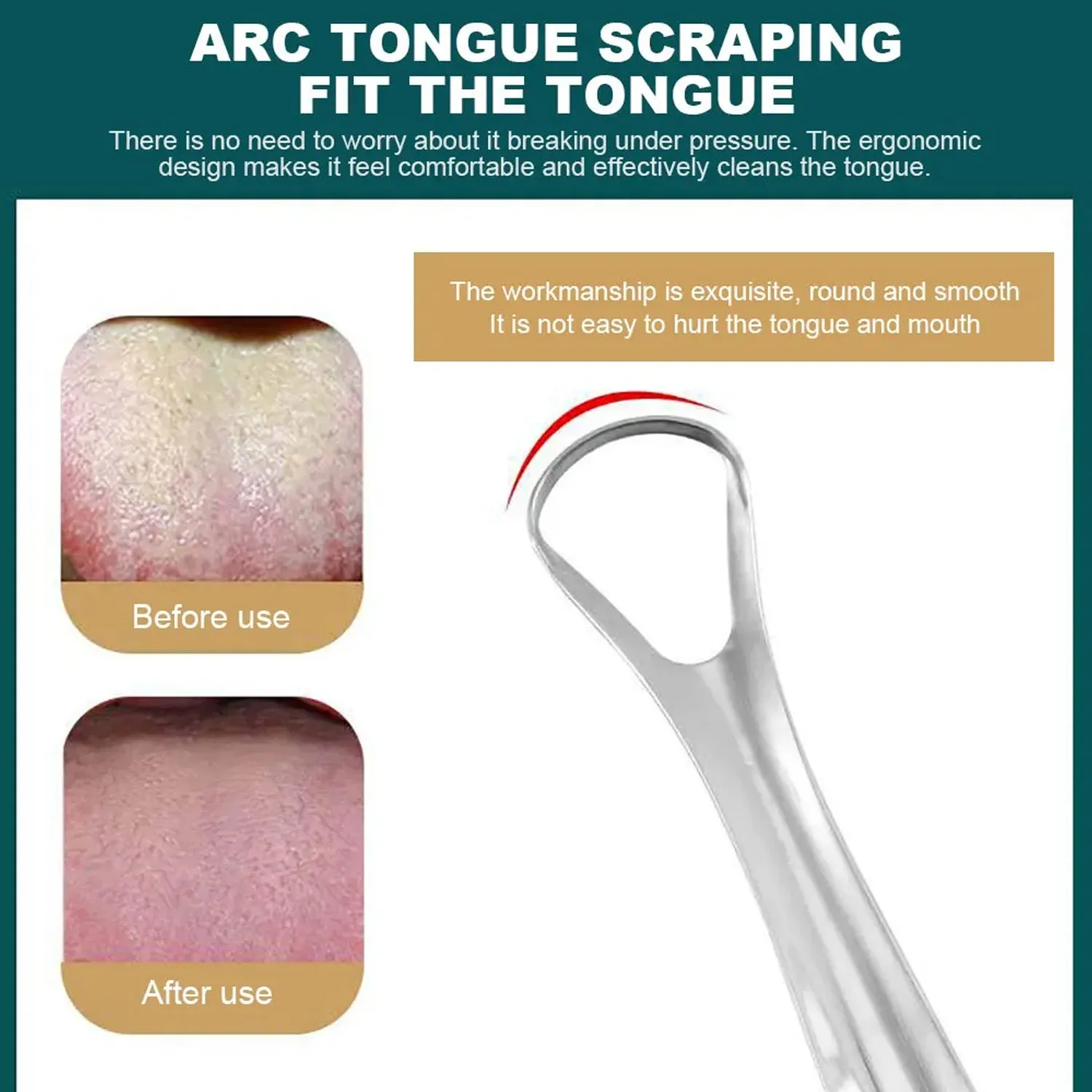Stainless Steel Tongue Scraper Tongue Cleaners (1Pc With Metal Case)