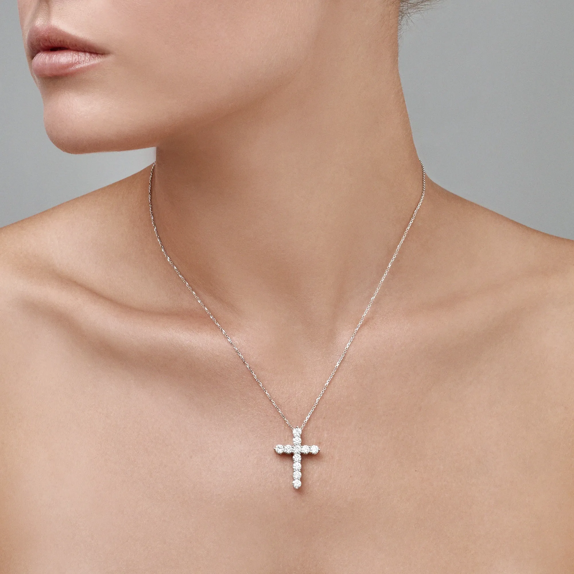 Stella Diamond Cross Necklace | White Gold
