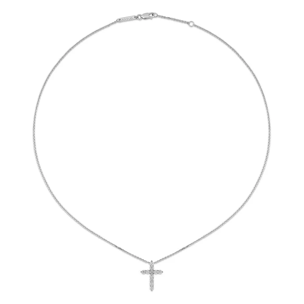 Stella Diamond Cross Necklace | White Gold