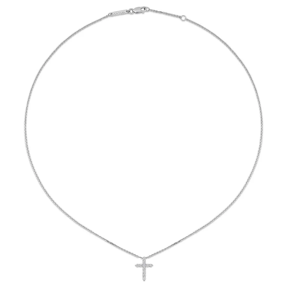 Stella Diamond Cross Necklace | White Gold