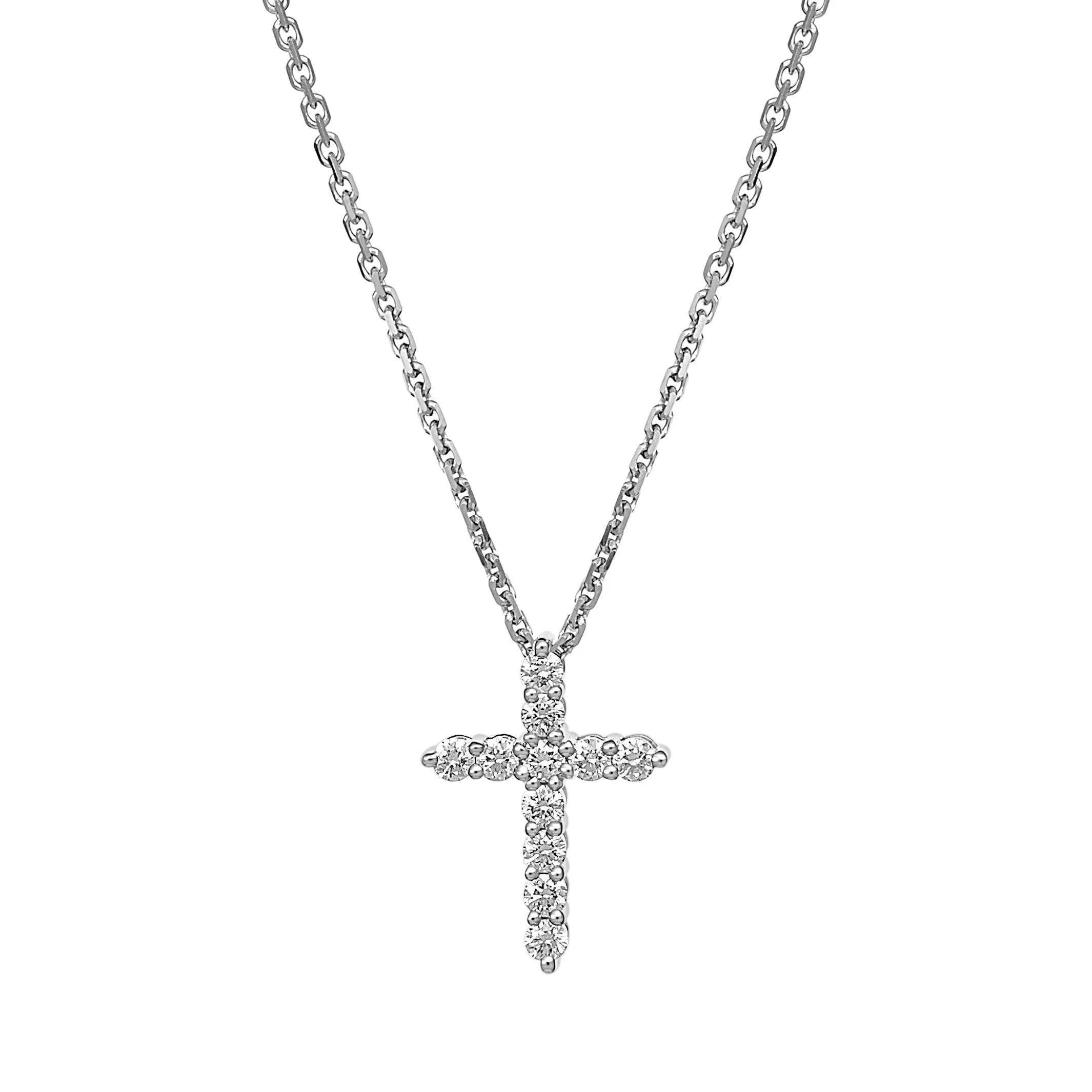 Stella Diamond Cross Necklace | White Gold