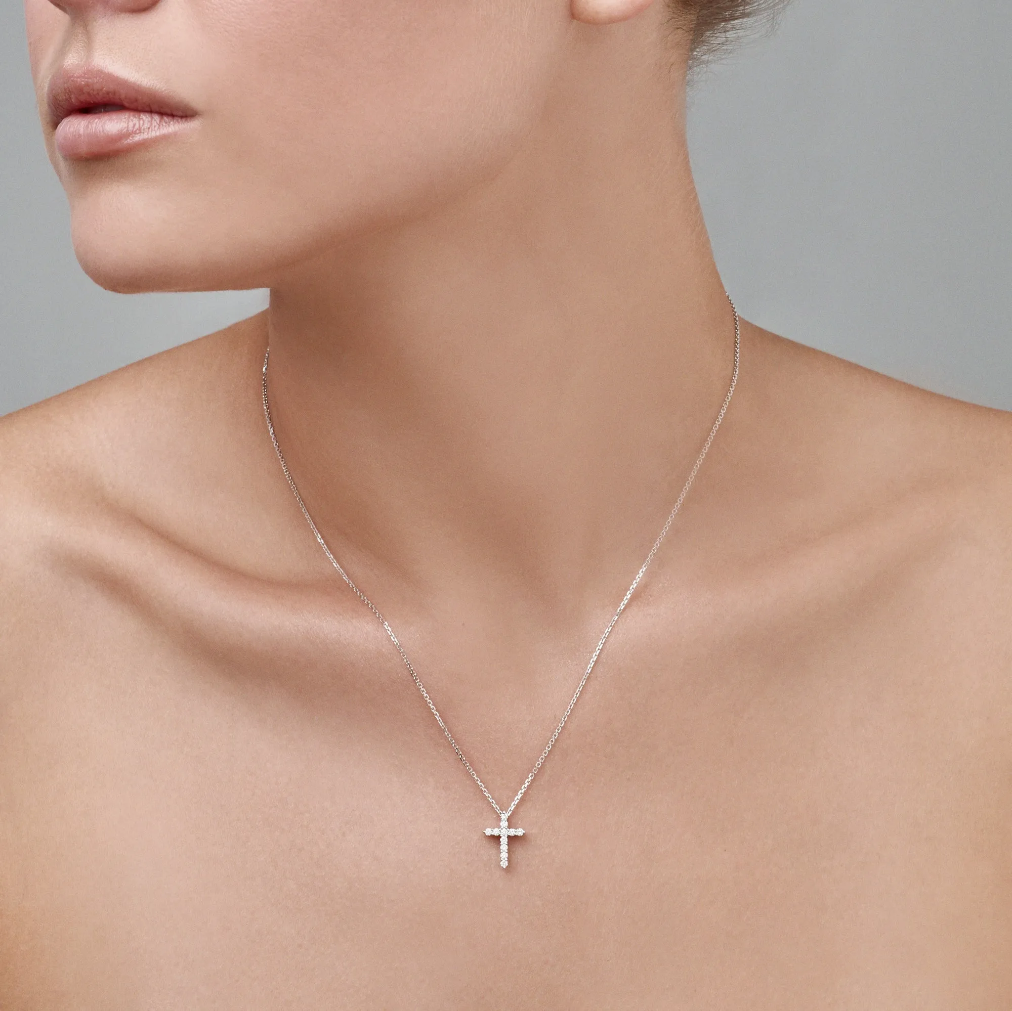 Stella Diamond Cross Necklace | White Gold