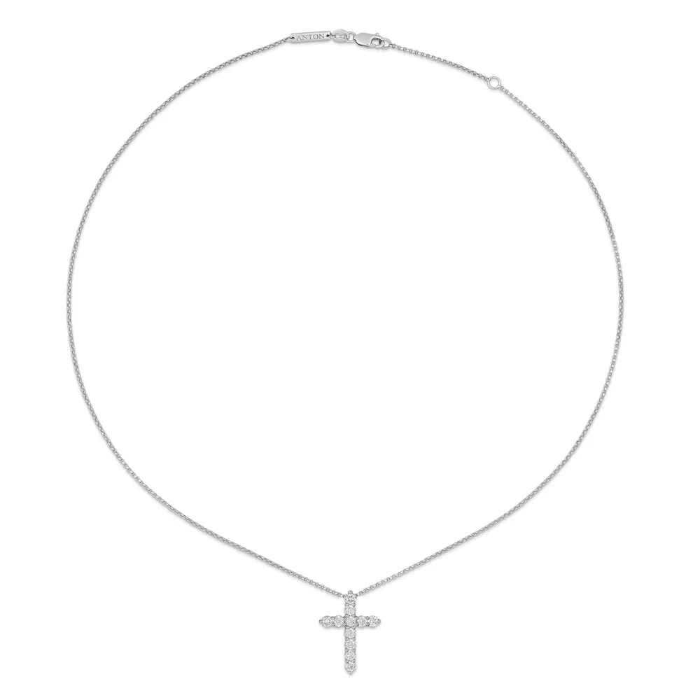 Stella Diamond Cross Necklace | White Gold