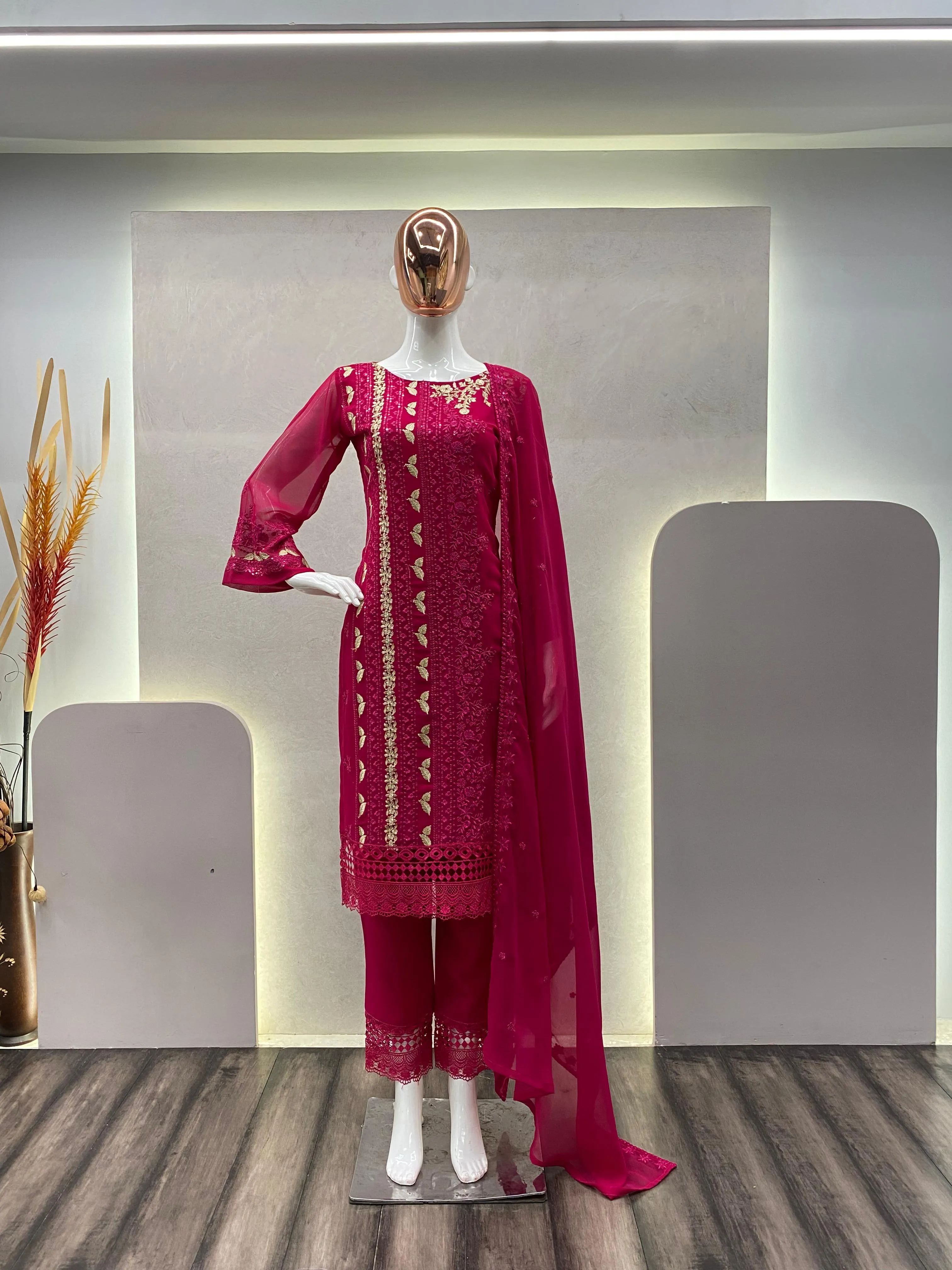 Trendy Sequence Embroidered Pakistani Style Suit Set