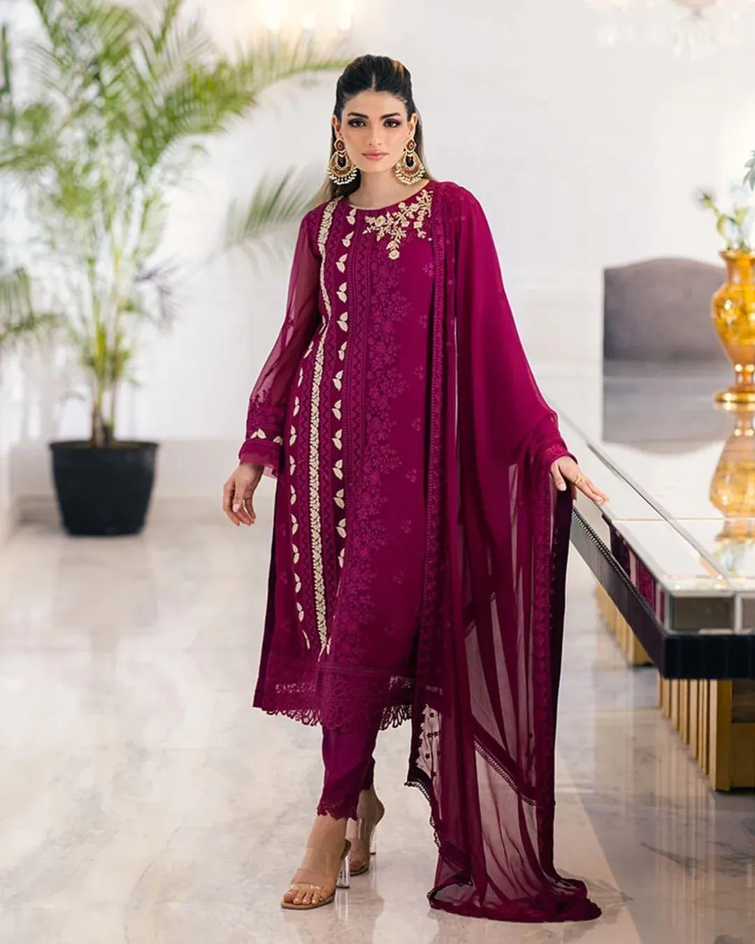 Trendy Sequence Embroidered Pakistani Style Suit Set