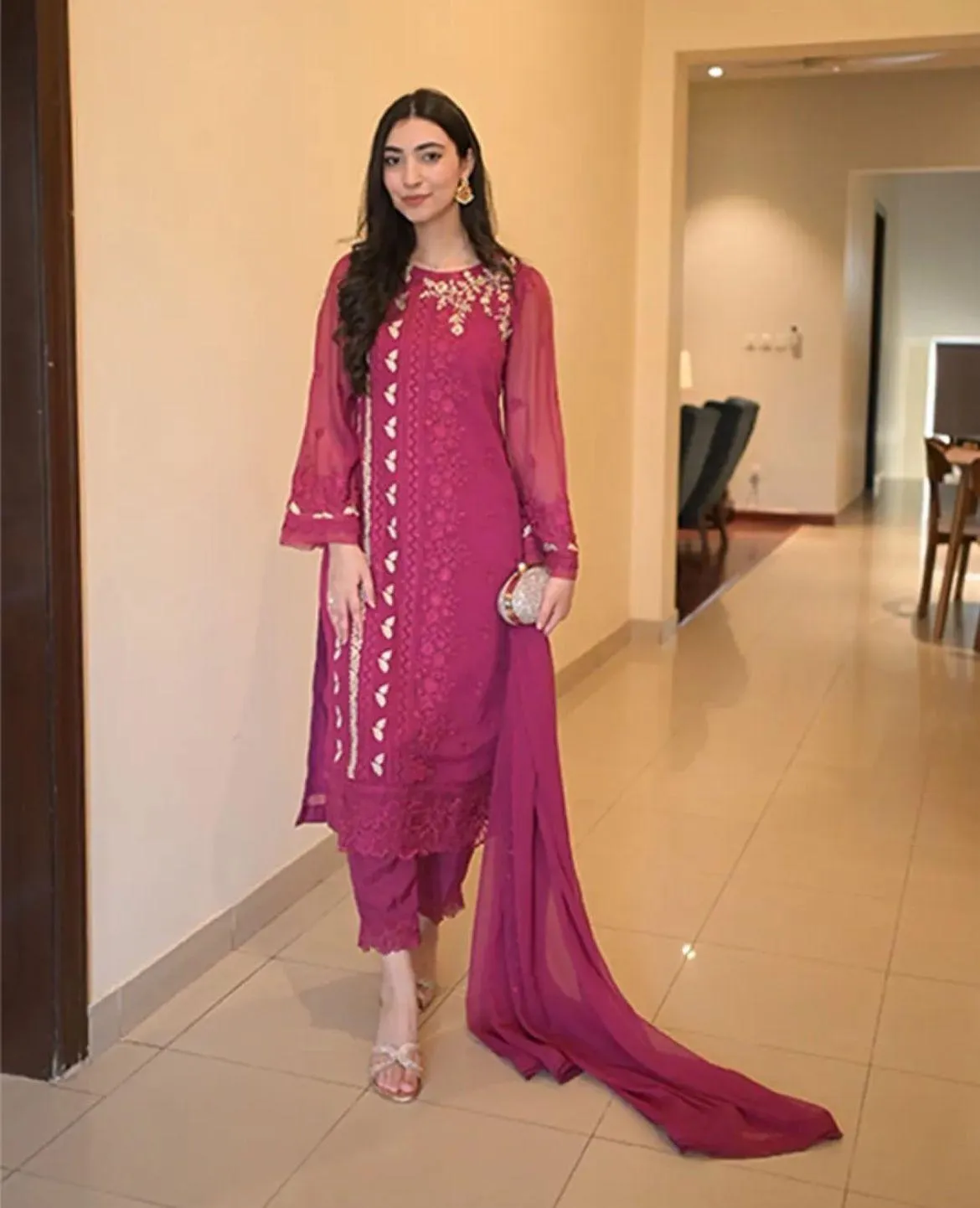 Trendy Sequence Embroidered Pakistani Style Suit Set