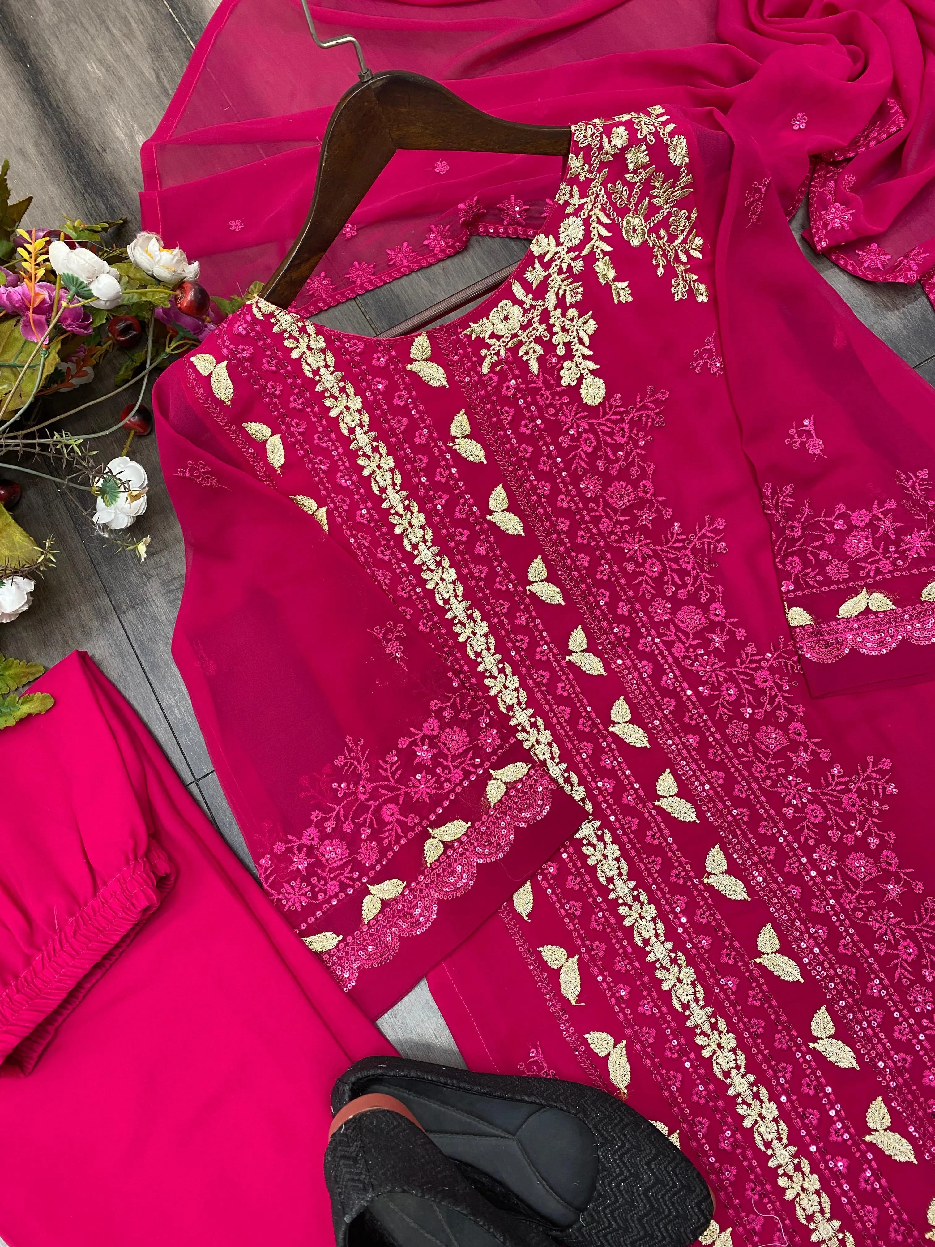 Trendy Sequence Embroidered Pakistani Style Suit Set