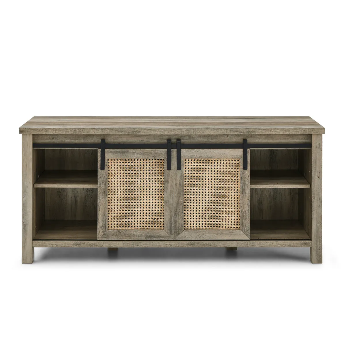 TV Stand up to 65 W/Electric Fireplace 4 Storage Shelves, Grey