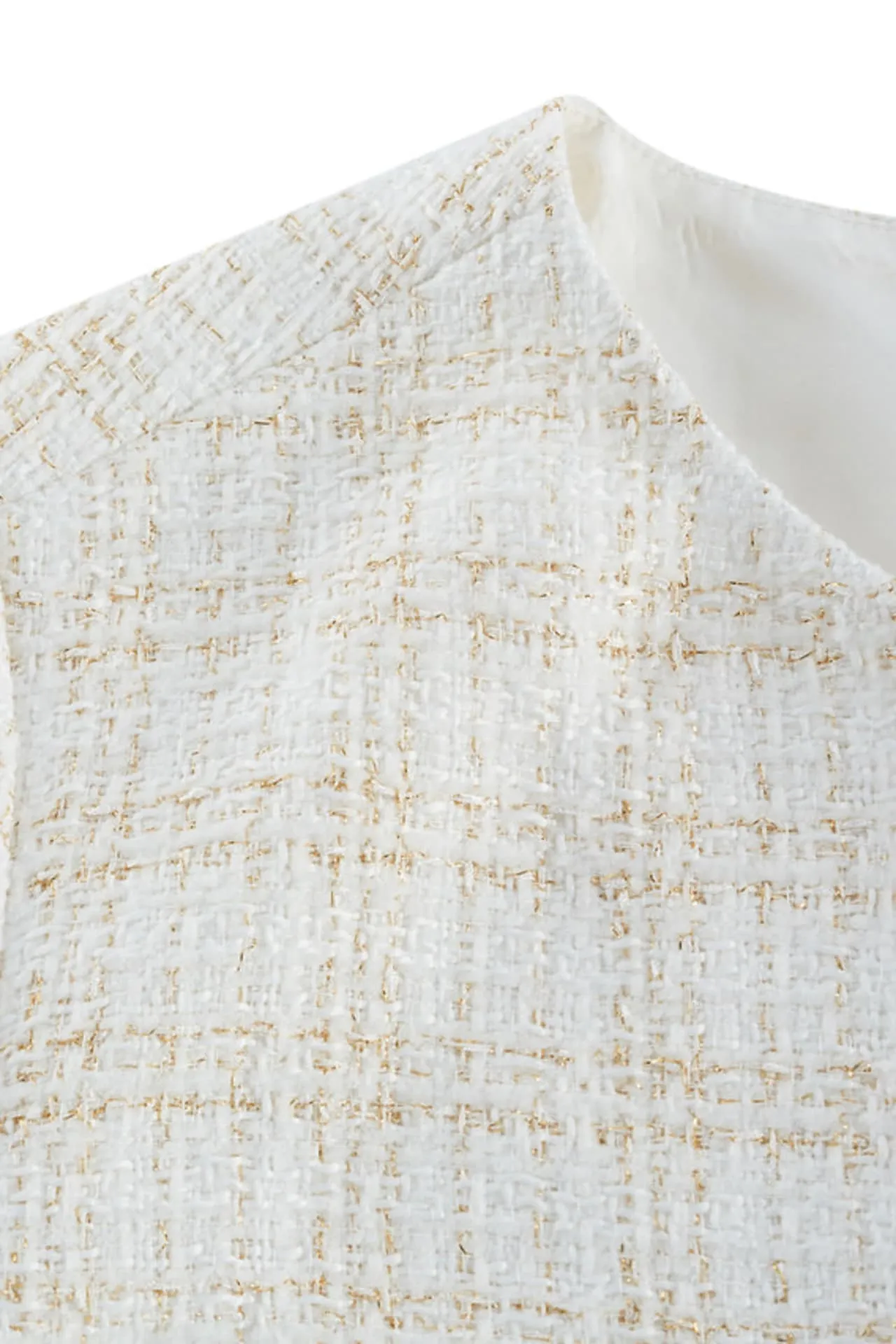 V-Neck Lurex Tweed Dress