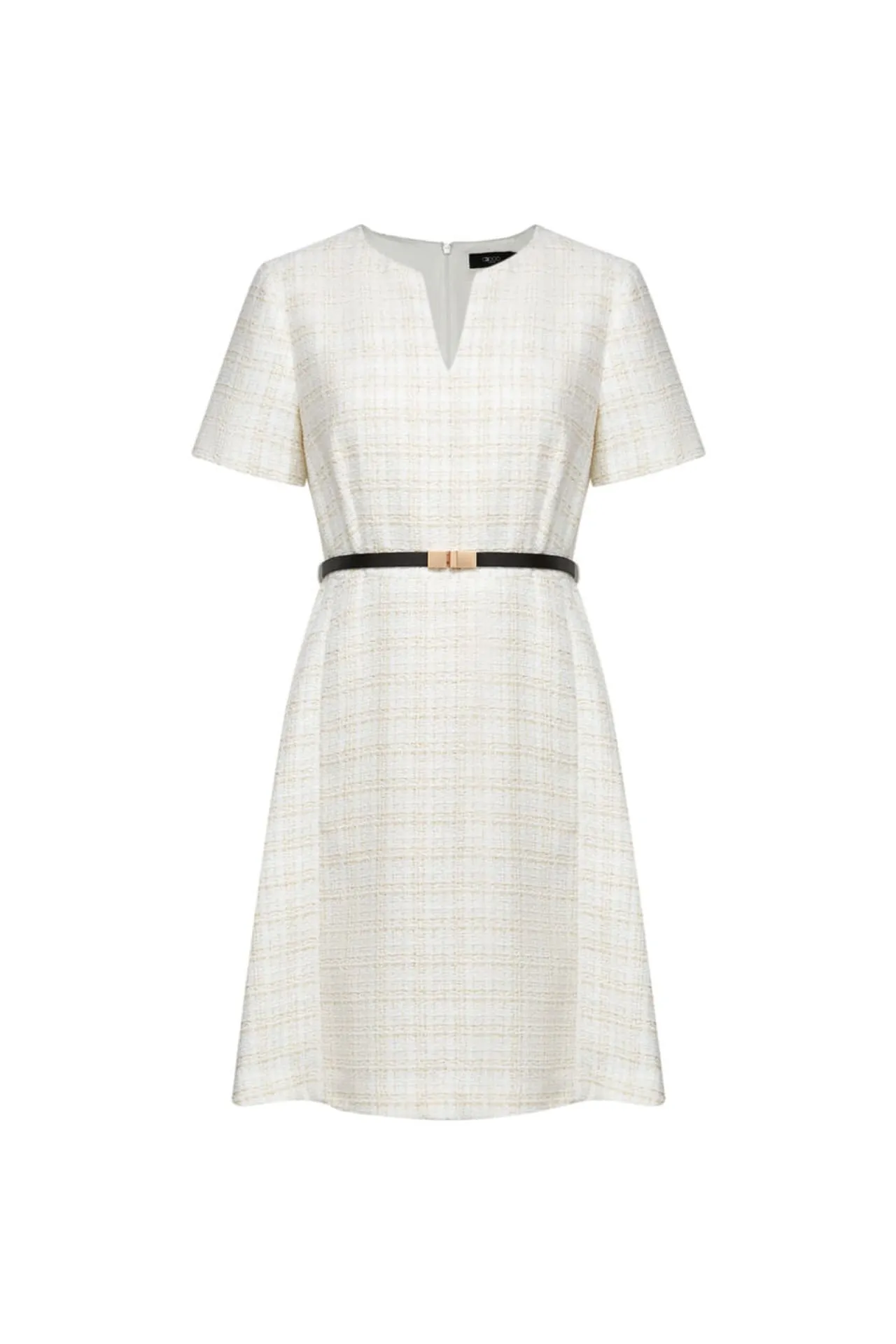V-Neck Lurex Tweed Dress