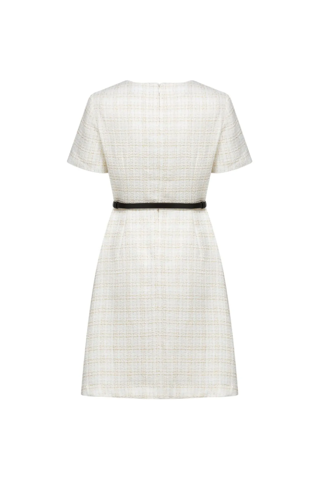 V-Neck Lurex Tweed Dress