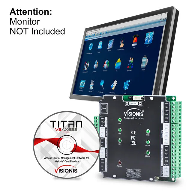 Visionis VIS-AXESS-2D-DLX-PCB (Version 2.0) - Two Doors   Network Access Control PCB   Controller Board   TCP IP   Wiegand With Desktop Software   20,000/70,000 User Record