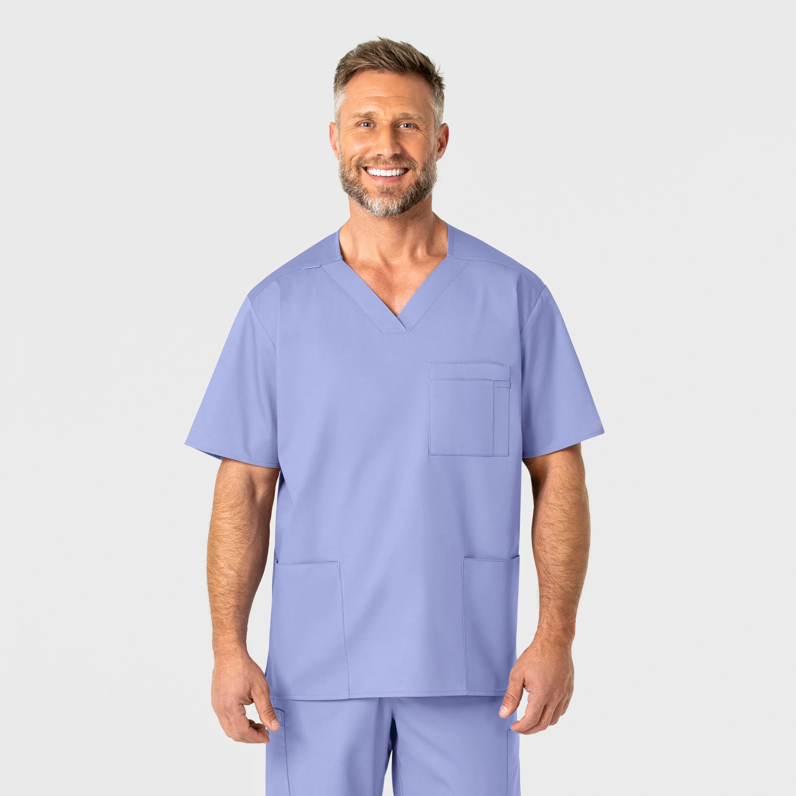 WonderWORK Men's V-Neck Scrub Top - Ceil Blue