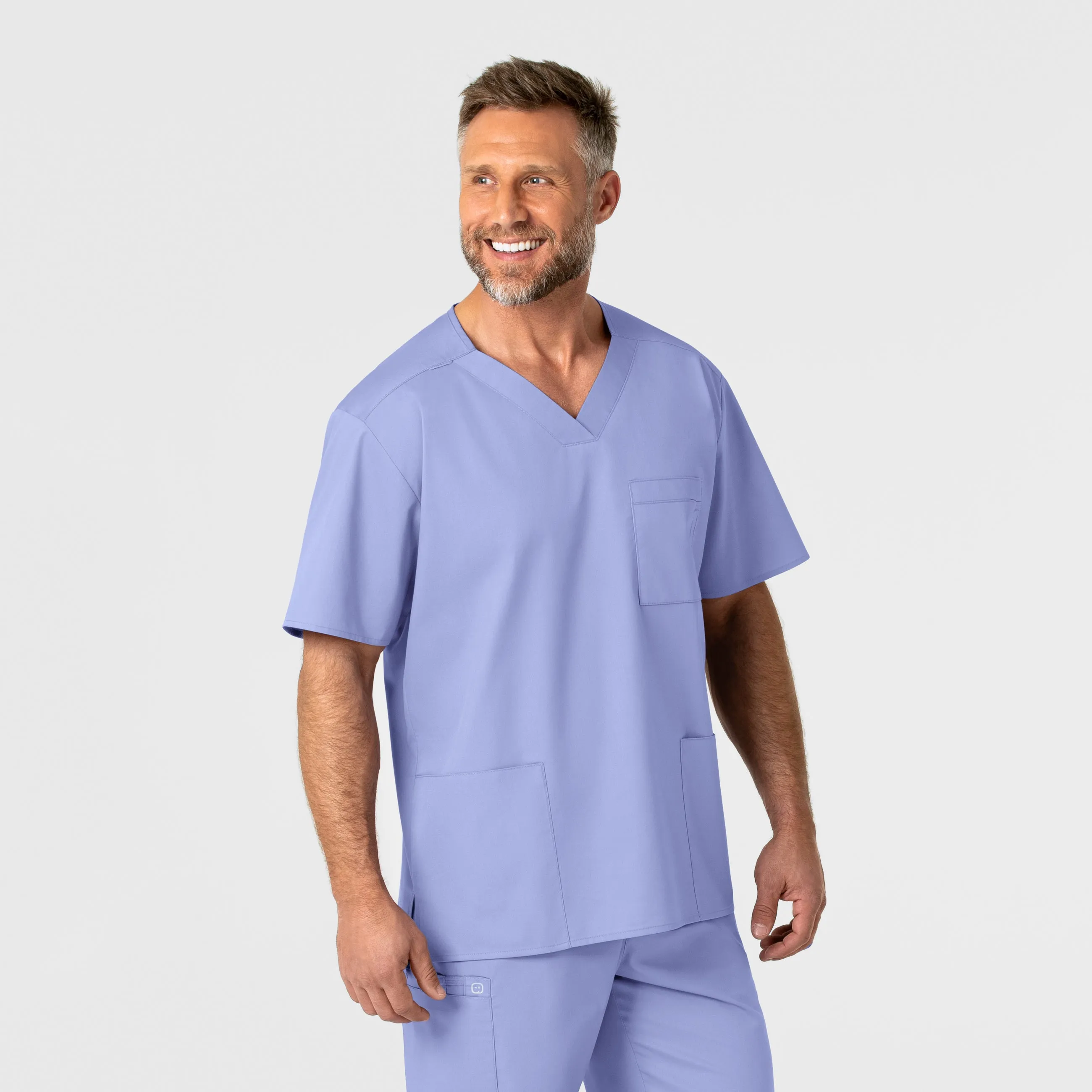 WonderWORK Men's V-Neck Scrub Top - Ceil Blue