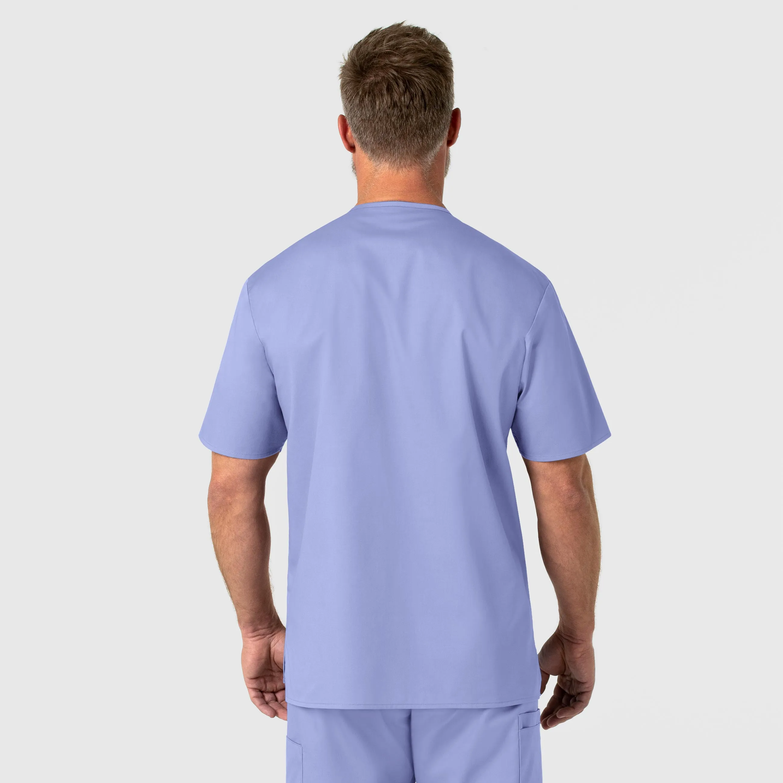 WonderWORK Men's V-Neck Scrub Top - Ceil Blue