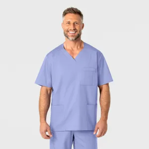 WonderWORK Men's V-Neck Scrub Top - Ceil Blue