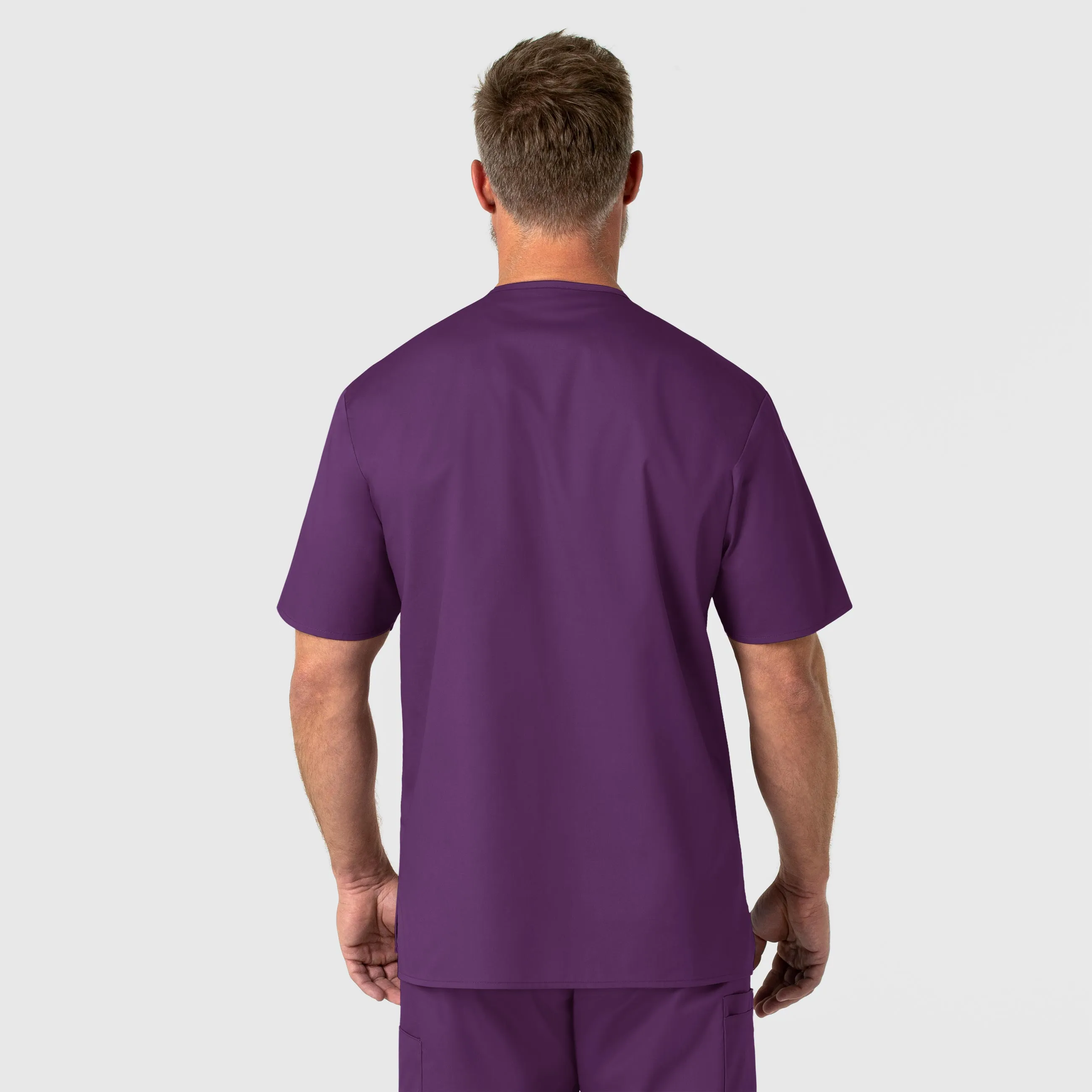 WonderWORK Men's V-Neck Scrub Top - Eggplant
