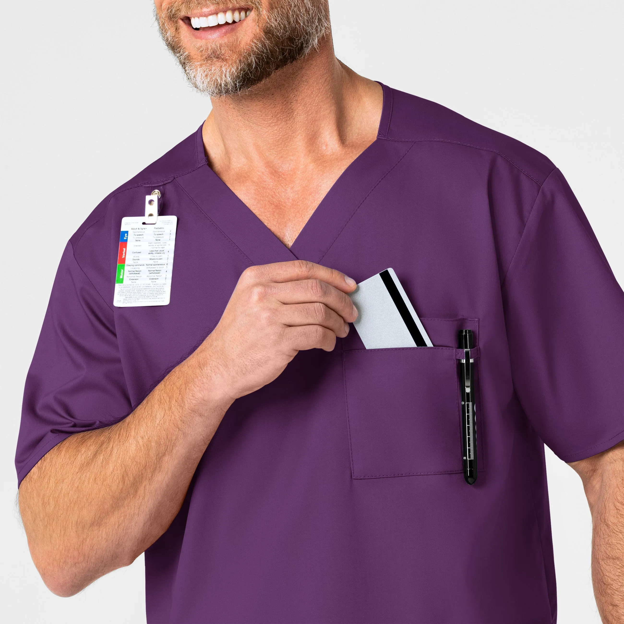 WonderWORK Men's V-Neck Scrub Top - Eggplant