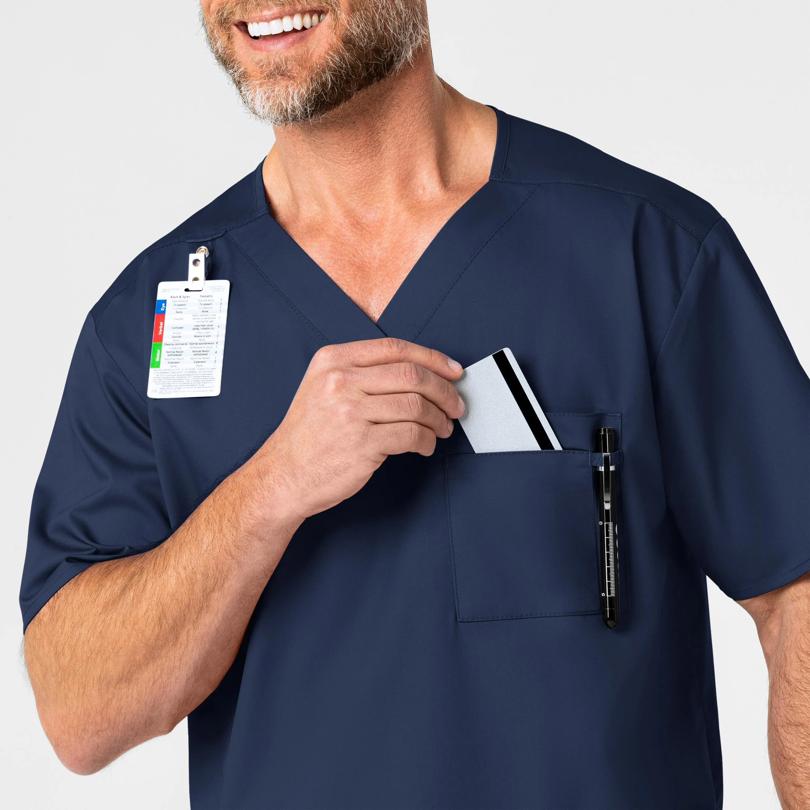 WonderWORK Men's V-Neck Scrub Top - Navy