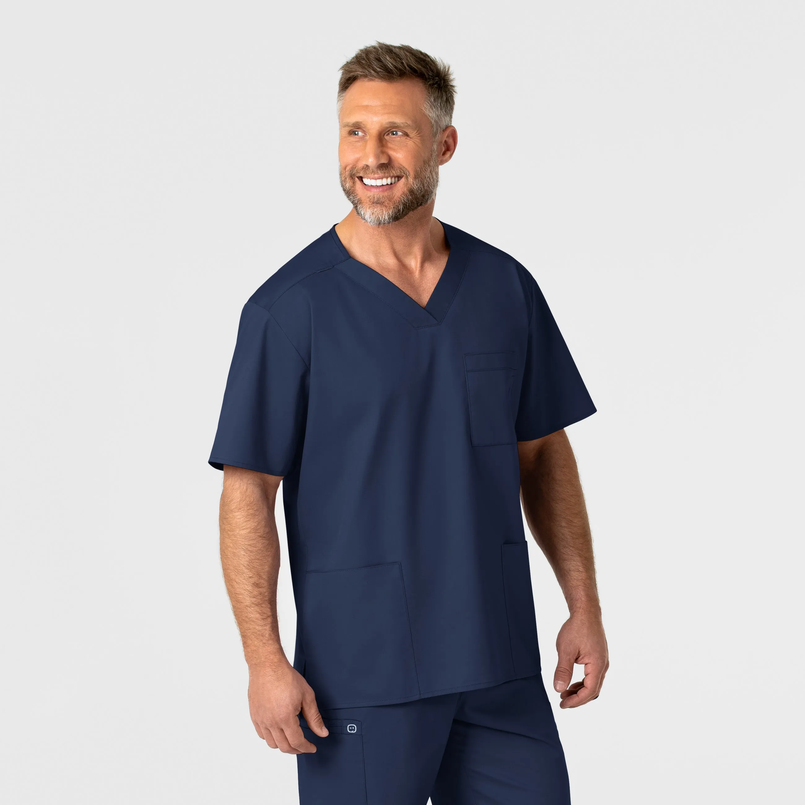 WonderWORK Men's V-Neck Scrub Top - Navy