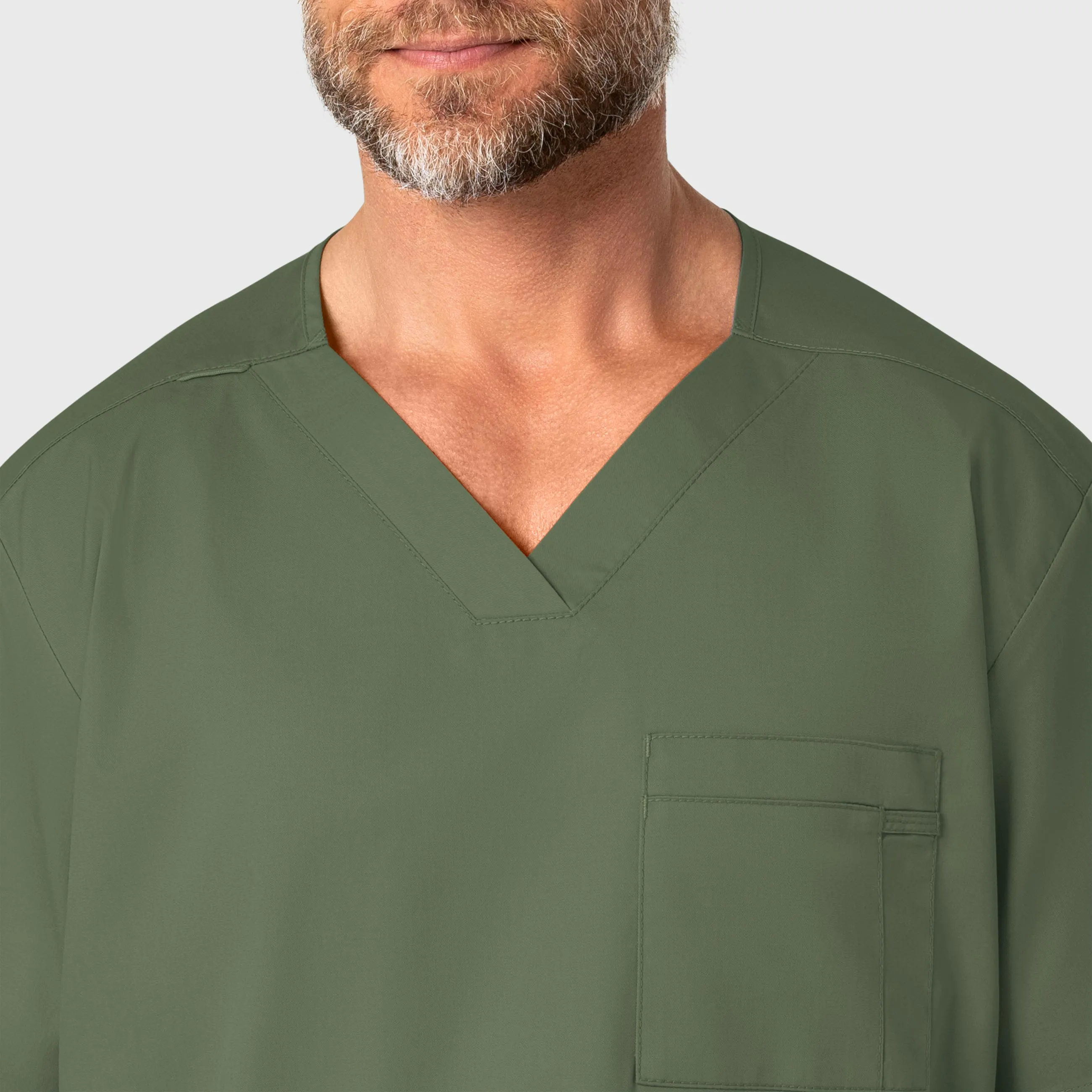 WonderWORK Men's V-Neck Scrub Top - Olive