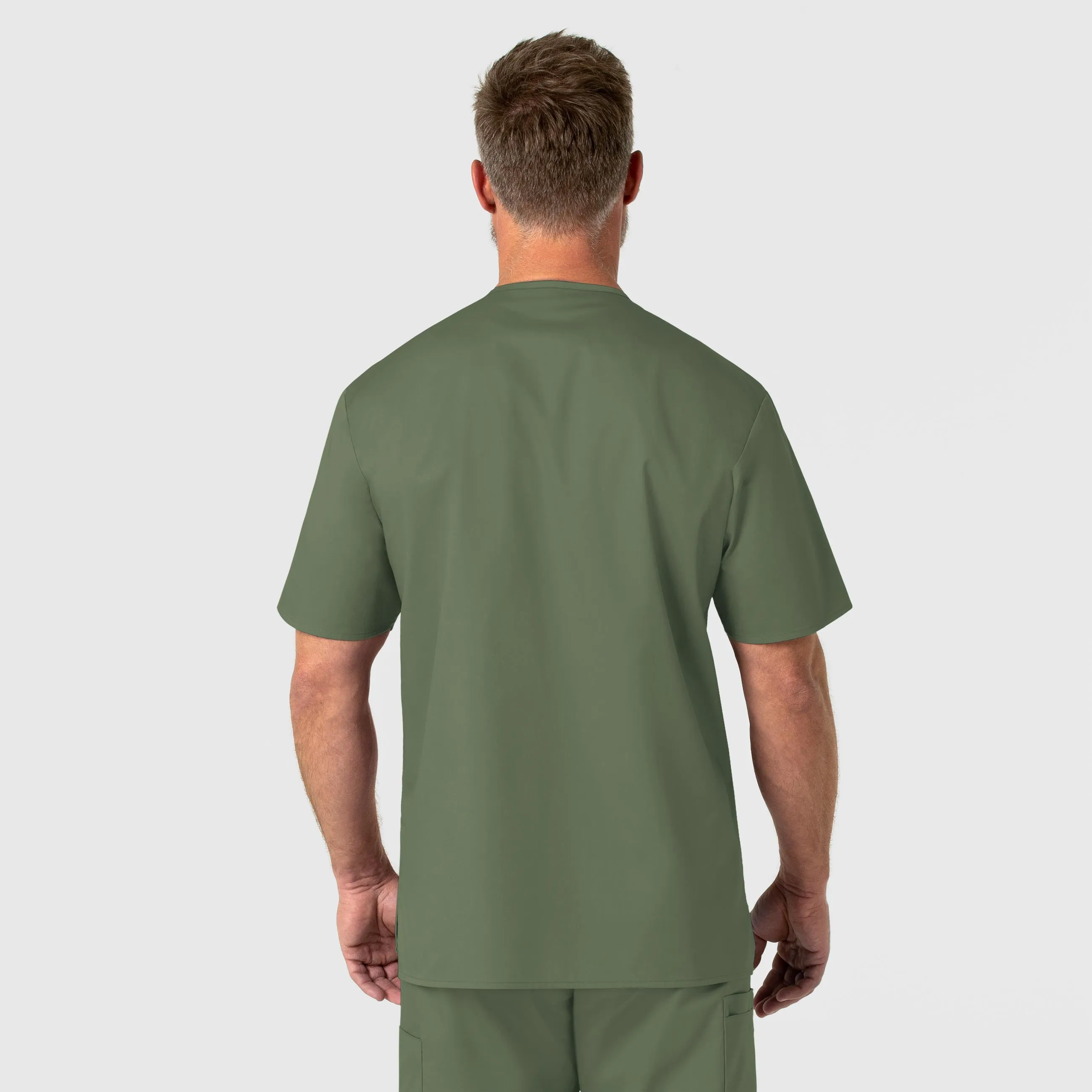 WonderWORK Men's V-Neck Scrub Top - Olive