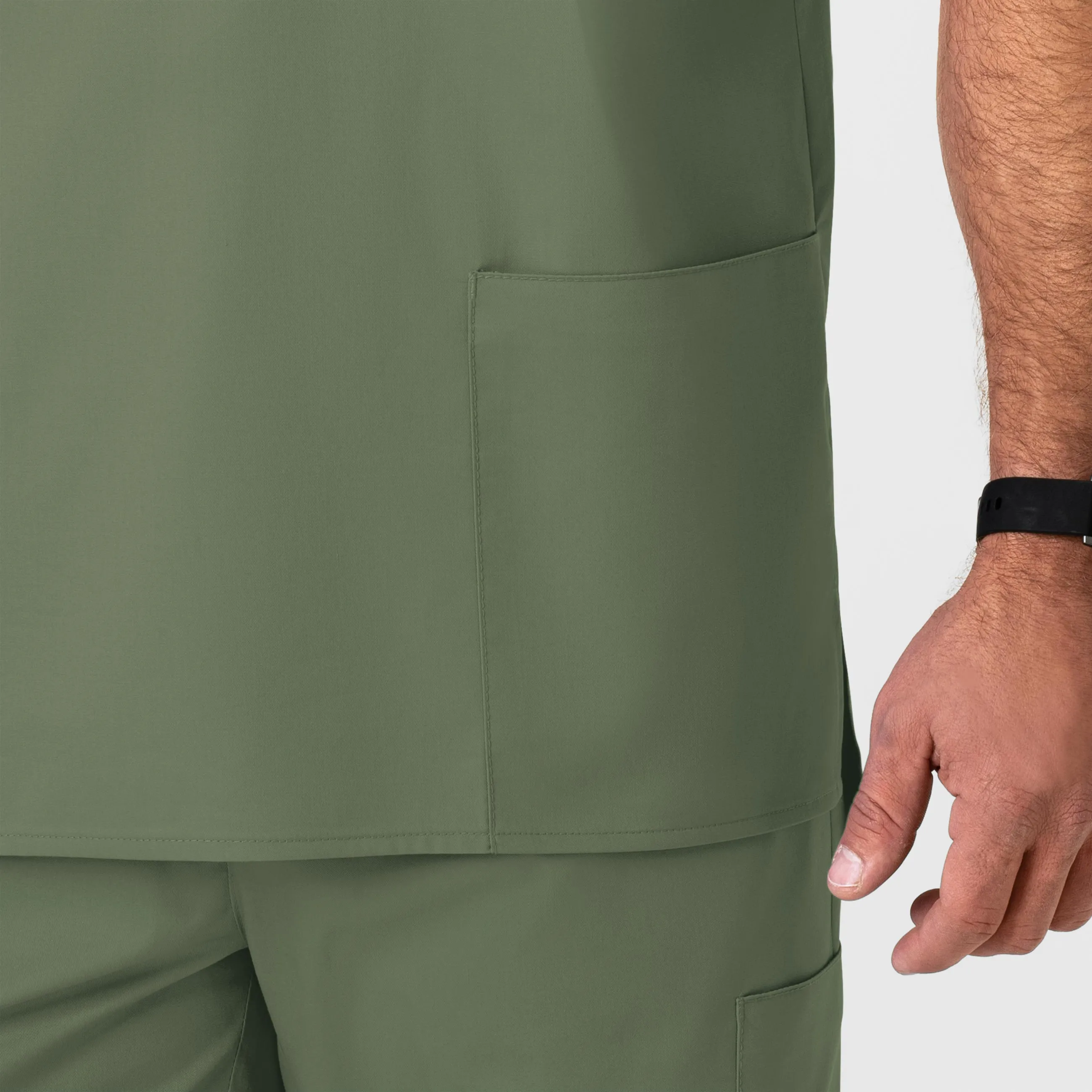 WonderWORK Men's V-Neck Scrub Top - Olive
