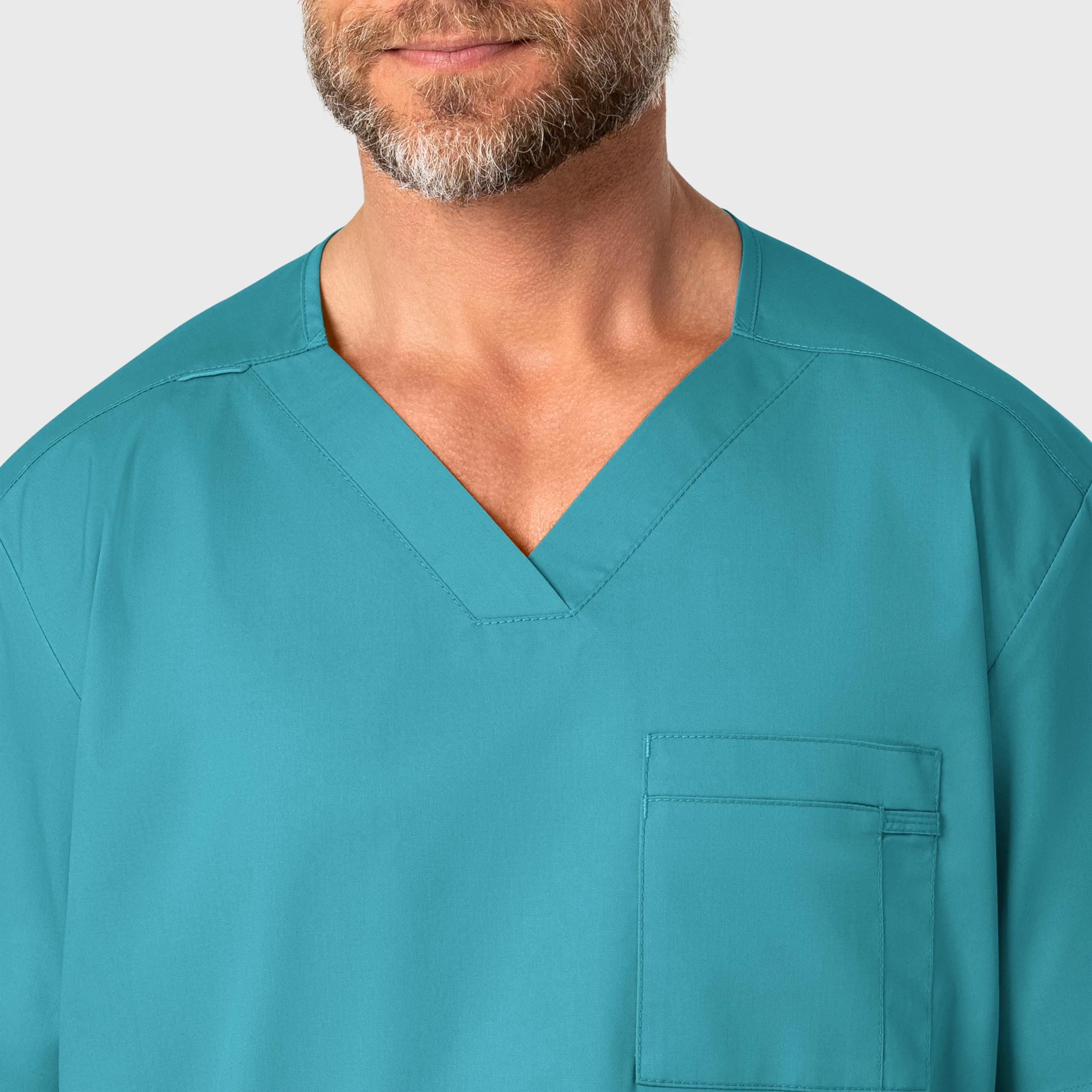 WonderWORK Men's V-Neck Scrub Top - Teal Blue