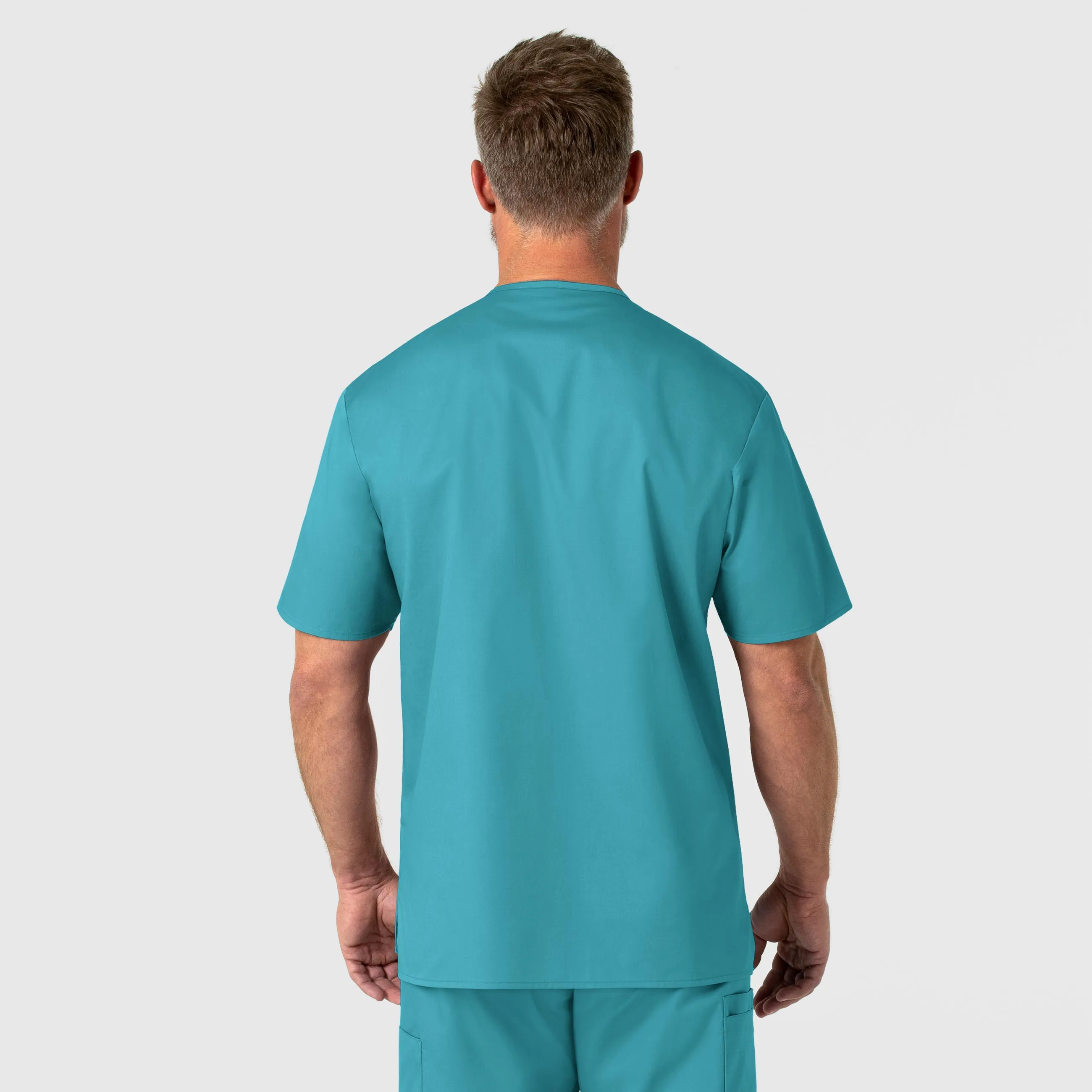 WonderWORK Men's V-Neck Scrub Top - Teal Blue